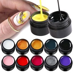 False Nails 12 pcs Drawing Gel Nail Polish Set Spider Wire Gel Painting Flower Pulling Silk Creative Nail Art Varnish Lacquer Web Gel LA1615 230701