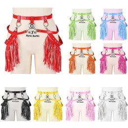 Costume Bdsm Leather Harness For Women Punk Goth Tassel Accessories Adjust Waistband Stocking Pole Dance Rave Garters Sword Belt248n