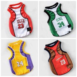 Apparel Vest Basketball Dog Jersey Cool Breathable Pet Cat Clothes Puppy Sportswear Spring Summer Fashion Cotton Shirt Lakers Large Dogs XXL A85