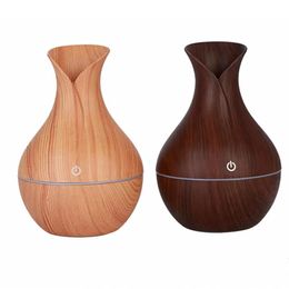 Wood Grain Essential Humidifier Aroma Oil Diffuser Ultrasonic Wood Air Humidifier Fashion USB Mini LED lights For Home Offic 480QH