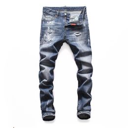 Designer Dsq Skinny Feet Pants Jeans da uomo strappati D2 Paint Splatter Retro Blue Straight Jean Streetwear Beggar Streepa251g di alta qualità