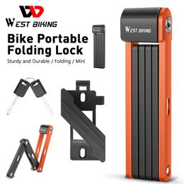 Bike Locks WEST BIKING Foldable Bicycle Lock Motorcycle Electric Scooter Portable AntiTheft MTB High Security Professional 230701