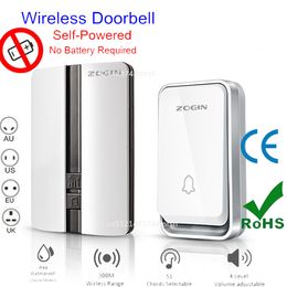 Doorbells Wireless Doorbell Waterproof Self-powered Button Smart Door Bell Sets Home Welcome Outdoor House Chimes Receiver 230701