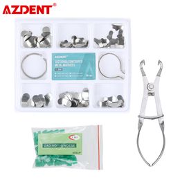 Magnifying Glasses AZDENT 100pcs Dental Matrix Sectional Contoured Metal Matrices 40pcs Silicone Add On Wedges Pliers 230701