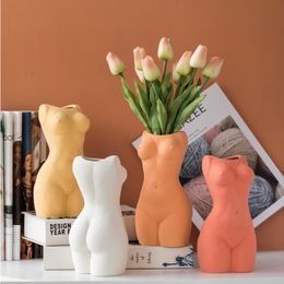 Vases Frosted Abstract Human Body Art Personalized Ceramic Vase Ornaments American European Wine Cabinet Leisure Hall Decor 230701