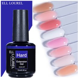 False Nails ELL LOUREL Milky White Builder Nail Gel for Extension In A Bottle 15ML Nude Pink Clear Poly Hard Gel Nail Polish UV Nails Art 230701