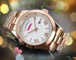 Top Brand Mens Day Date Calendar Watches Roman Dial Designer Clock Automatic Quartz Movement 904L Stainless Steel Army business casual Wristwatch montre de luxe