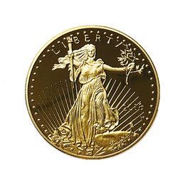 Decorative Objects Figurines 3 Pcs Non Magnetic Freedom Lliberty Badge Brass Core Real Gold Plated 326 Mm Eagle Souvenir Collectible Decoration Coin 230701