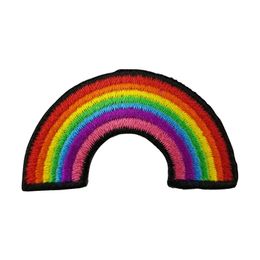 Custom Design Logo For Small Size Embroidered Rainbow Patches Sew Iron On Badge Hat 3197