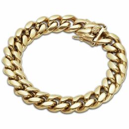 Men's Miami Cuban Link Bracelet Gold Plated Solid Stainless Steel 10MM