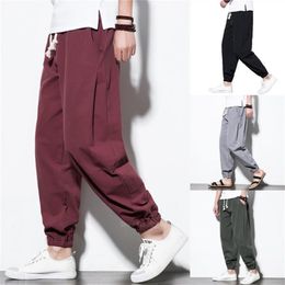 New Japanese Asian Style Pant for Men Adult Kimono Haori Vintage Samurai Chinese Male Leggings Trousers Maxi M-5XL291K