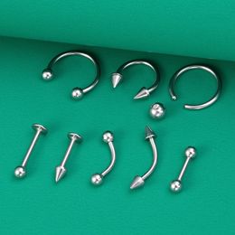 8pcs Body Piercing Kit for Nose Rings Lip Stud Septum Piercing Hoop Earrings Ear Cartilage Tragus Helix Stainless Steel Jewellery