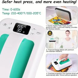 Heat Press Machines For Heating Transfer, 7x4.8 Inch Portable Easy Press Mini Heat Press For DIY Christmas Gift,T-Shirts, Hats, Bags