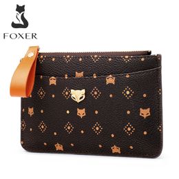FOXER PVC Leather Card Holder Women Mini Coin Packet Ladies Key Bag Small Bus ID Card Wallet Light Thin Clutch Bag Fashion Purse