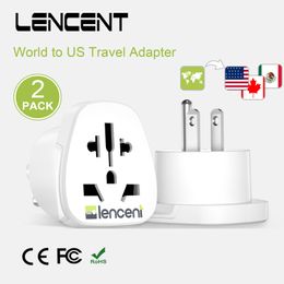 Power Cable Plug LENCENT 2 PCS World to US Travel Adapter Overload Protection Convert World Plug to US Grounded Plug Wall Socket for Travel/Home 230701