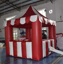 3.5m-8m Red White Customised Portable inflatable stand tent carnival cube booth cocession kiosk for candy floss popcorn fast food drink ice cream