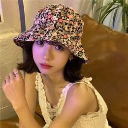 Ladies Summer Fisherman's Hat Female Small Fresh Flower Basin Hat Foldable Thin Style Sun Visor Hat Spring and Summer Day Hat