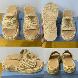 Raffian flatform sandals raffian sandals Crochet flatform slide 1XZ761 Natural designer sandals sleek woven raffian gives sandals Enamelled metal triangle sandal