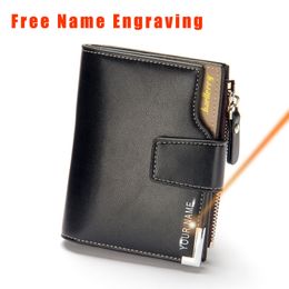 2023 New Men Leather Wallet Short Design Zipper Moneybag Multi-Function ID Bank Card Holder Coin Pocket Male Business RFID Purse