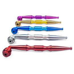 Colourful Metal Alloy Pipes Portable Joint Handle Removable Dry Herb Tobacco Philtre Spoon Bowl Handpipes Smoking Cigarette Holder Tube