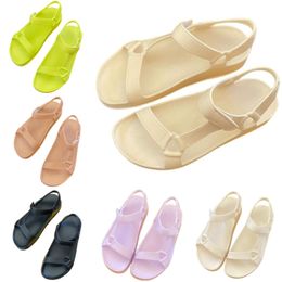 Sandals hoop&loop women's designer shoes outdoor letter slippers jelly Colour beach shoes flat heel slides non slip waterproof pool shoes summer rubber bottom candy