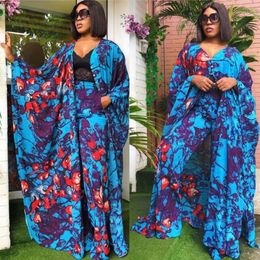 Ethnic Clothing Two Piece Maxi Dress And Pants Sets Plus Size African Clothes For Women Tracksuit Kaftan Dresses Boubou Robe Vetem257w