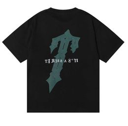 2023 Men's T-Shirts Trendy Trapstar Irregular Letter Printing 100% Cotton Double Yarn Loose Short Sleeve T-shirt for Men and Women Fashion brand