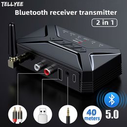 MP3/4 Adapters 40M Bluetooth Audio Transmitter Receiver HD Low Latency Wireless Bluetooth5.0 Adapter 3.5mm AUX Jack RCA USB for TV PC Headphone 230701