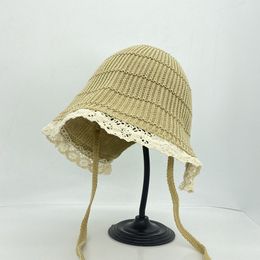 New Spring and Summer Foldable Floppy Bucket Hat Women Lace Cute Outing Holiday Sunshade Fisherman Cap Seaside Beach Sun Chapeau