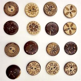 Wooden Buttons 18mm Coconut 2 holes for handmade Gift Box Scrapbook Craft Party Decoration DIY Favour Sewing Accessories255n