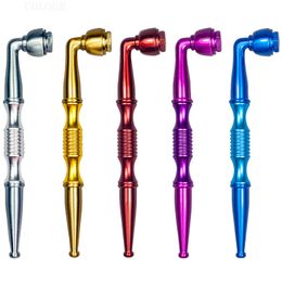 Colorful Metal Alloy Pipes Portable Joint Handle Removable Dry Herb Tobacco Filter Spoon Bowl Handpipes Smoking Cigarette Holder Tube DHL