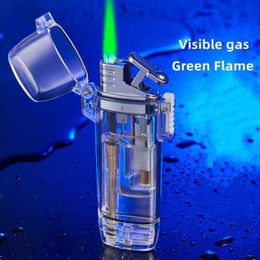 Transparent Creative Personality Gradient Green Flame Lighter Inflatable Windproof High Value Waterproof Gadgets 1FJG