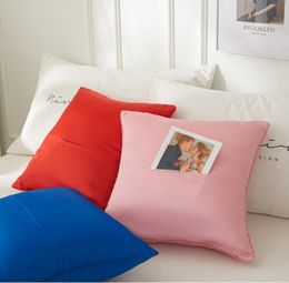 European Luxury Pillowcase Home Multicolor Ice Silk Sofa Case Solid Colour Double Face Envelope Pillow Cover