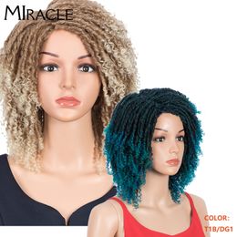 Synthetic Wigs Afro Braided Wig Dreadlock Wig Twist Wigs for Black Women Short Curly Synthetic Wigs Ombre Brown Crochet Wig Miracle Wig 230701