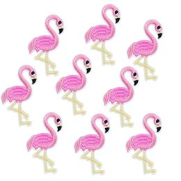 10PCS Flamingo Patch for Clothing Bags Iron on Embroidery Patches for Dress DIY Fabrics for Patchwork Sew on Badge168t