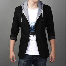 Whole- New 2017 spring and autumn male blazer slim plus size with hood casual suit jacket even the hat suit hooded leisure sui278S