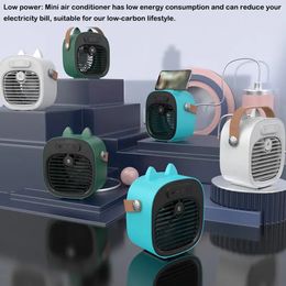 1pc Portable USB Air Conditioner With 3 Wind Speeds, Mini Evaporative Air Cooler Fan Small Humidifier& Cooling Fan, Portable AC With Philtre For Bedroom-Battery