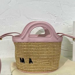 Hot Deal Ma-letter Designer Bag Straw Weave Shoulder Bag Women Luxurys Handbags Ladies Mini Straw Weaving Tote Bag Fashion Purses Handbag