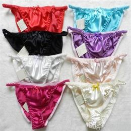 New fine 100% Silk Women's lady String Bikinis Panties sizeS M L XL XXL 8piece lot356p