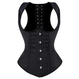 Vertical Stripe Halterneck Underbust Corset Vest Plus Size S-6XL Women Fashion Big Size Waist Cincher Bustier Slimming Body Shaper201Z