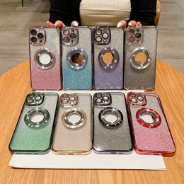 Luxury Magnetic Wireless Charging Chromed Cases For Iphone 15 14 Plus 13 Pro Max 12 11 Soft TPU Sparkle CD Bling Diamond Gradient Plating Glitter Lens Protector Cover