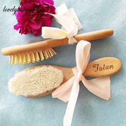 Hair Brushes Custom Name Natural Wool Wooden Brush Comb born Hair Brush Infant Head Massager Portable Baby Comb Hair Bath Brush Comb Gift 230701