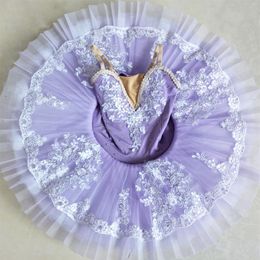 New Adult Children Sling Long Embroidery Professional Ballet Tutus Child Ballet Costumes Pancake Tutu Ballerina Dress For Girls235R