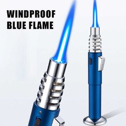 Strong Flame Windproof Gas Torch Lighter Gun Metal Cigar Kitchen Safety Lock Fixed Fire Adjustable Outdoor Camping N3GI