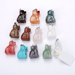 Natural Stone Little Carved Dog Pendants Fashion Charms For Jewelry Making Necklace Earrings