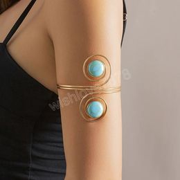 Unique Natural Stone Charm Upper Arm Bracelet for Women Jewellery Trendy Convoluted Ring Bangles On The Arm Gifts Wedding