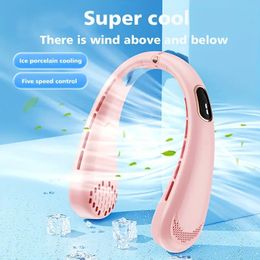 2023NEW Portable Bladeless Neck Fan Hands Free Bladeless Fan, 360° Cooling Wearable Personal Fan For Travel Outdoor Sports, Leafless, Rechargeable, USB Powered,5 Speed