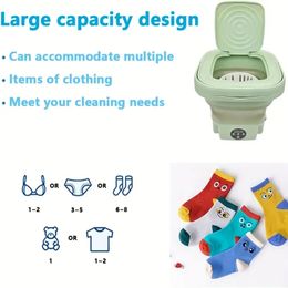 8L Capacity Mini Foldable Washing Machine With Draining Basket Folding Washer For Socks Bra Underwear Washing