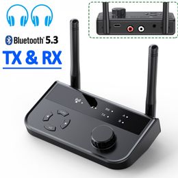 MP3/4 Adapters Bluetooth 5.3 Transmitter Receiver Pair 2 Devices BT 5.0 3.5mm Aux Jack RCA Wireless Audio Music Adapter For TV Car PC Headphone 230701