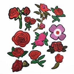 12pcs lot Flower patches Small Embroidered Flower Applique Iron On Sew On Rose Patch Clothing DIY254m